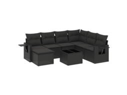 Conjunto de 8 Sofás de Jardim com Almofadões Vime Pe Preto MAISON EXCLUSIVE (N/A)