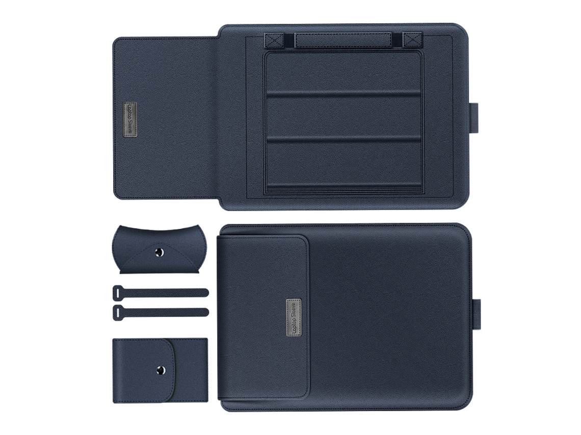Capa Para Laptop, Capa Protetora Em Couro Pu Azul Marinho Aquaforge