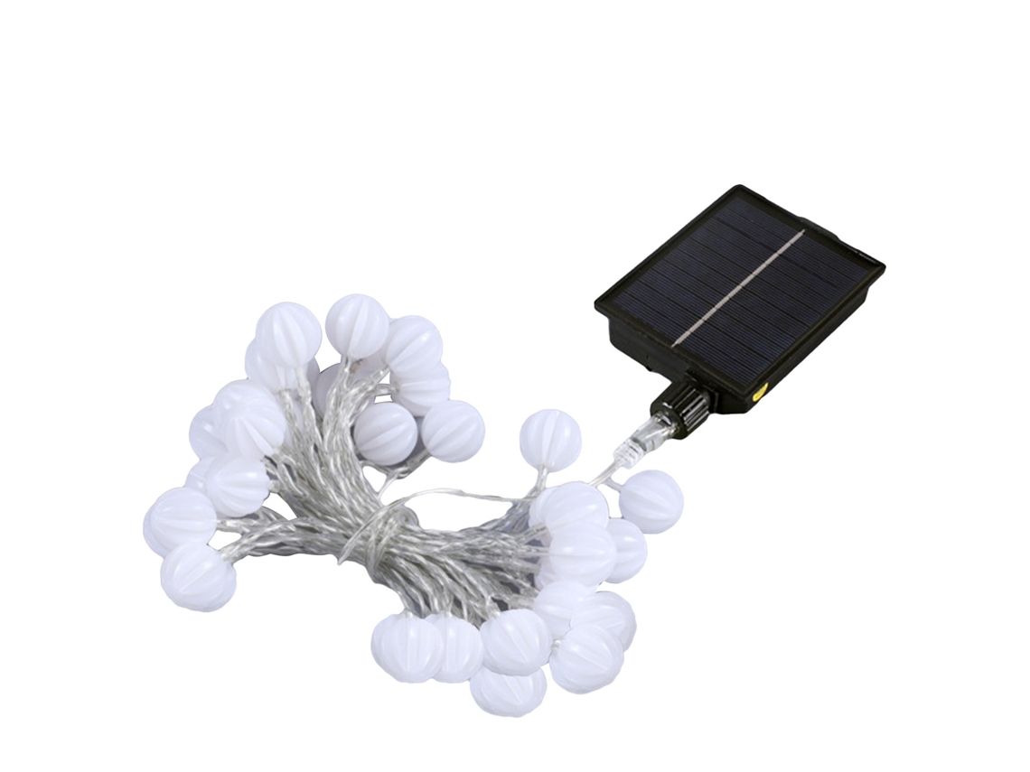 Luz de Fio Solar 80 Led Bola Redonda Resistente À Água para Jardim Pátio Acampamento Exterior | S/MARCA