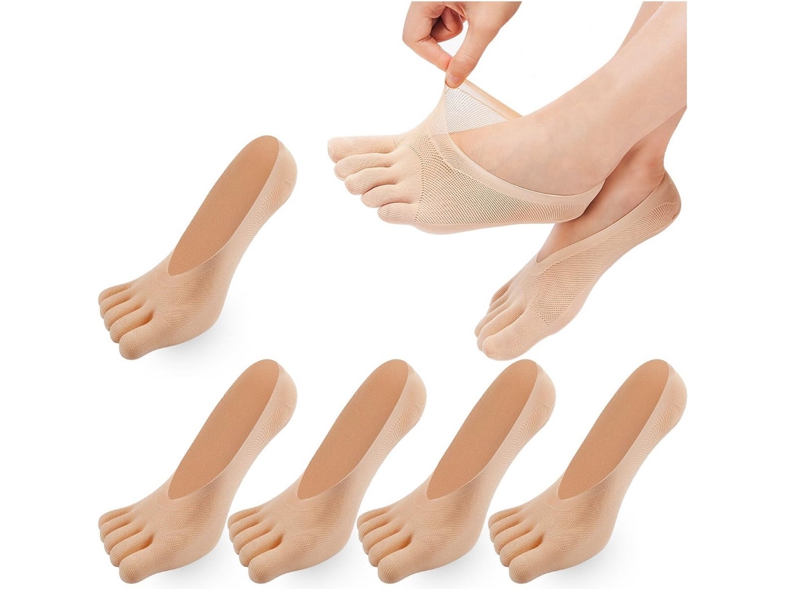 Meias com Dedos Separados, 5 Pares, Macias, para Ioga AQUAFORGE