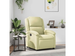 Vidaxl Poltrona Reclinável Couro Genuíno Cor Creme