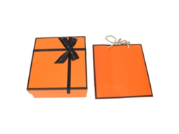 Caixas De Embalagem De Presente Laranja Para Natal E Aniversário Com Decoração De Laço E Sacola Portátil