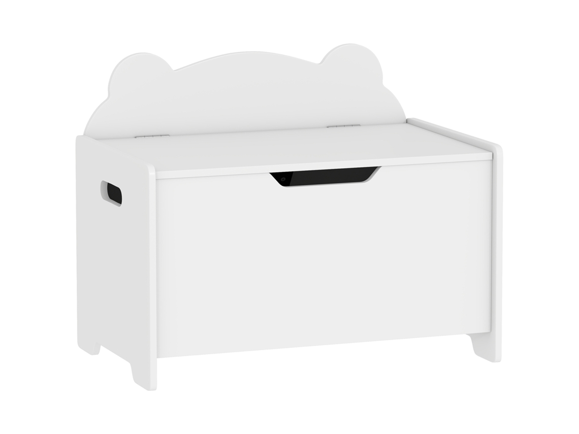 Baú Infantil Em Formato De Urso Com Tampa Articulada, 60x38x48 Cm, Branco
