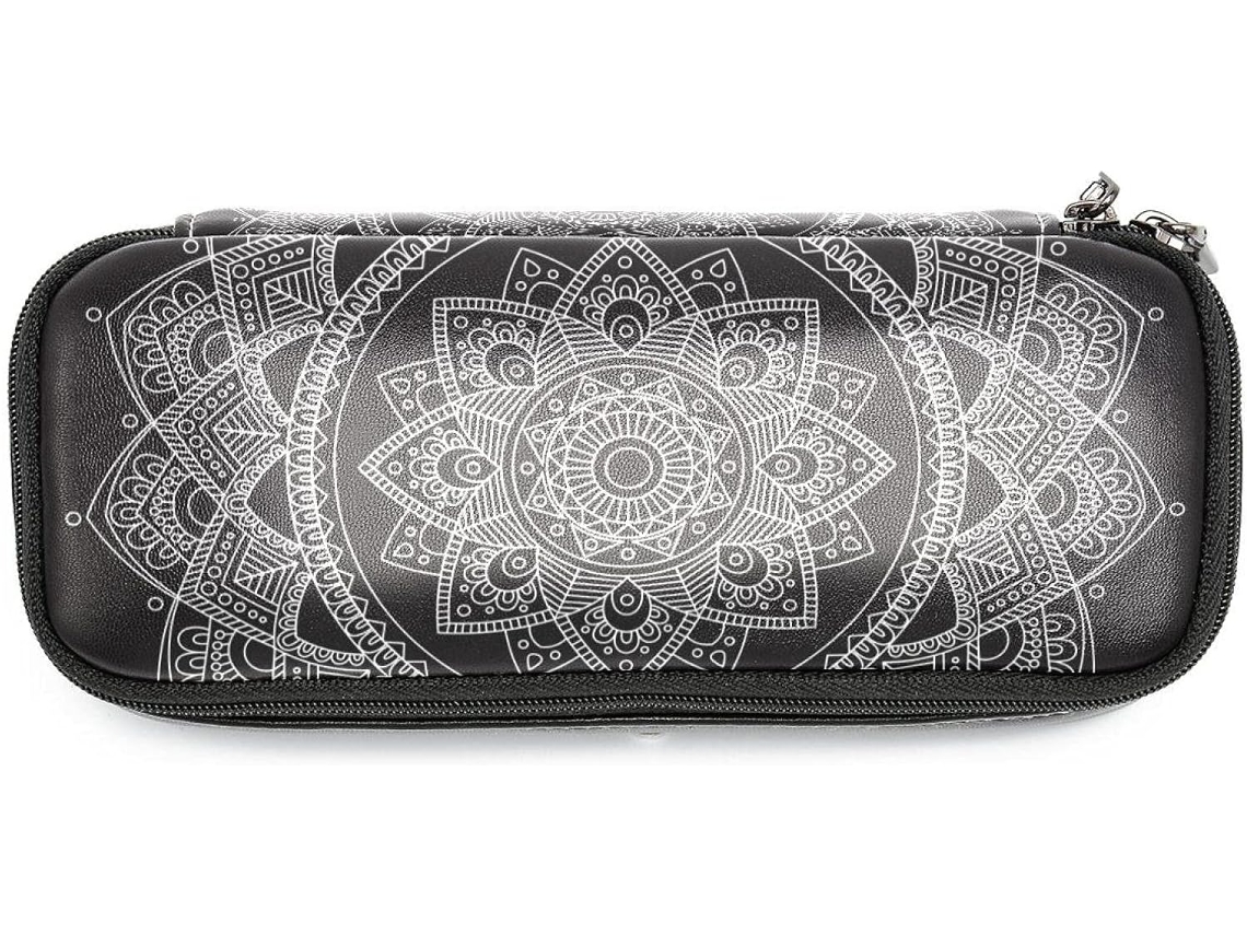 Estojo para lápis com estampa de mandala, henna e flores, grande capacidade, ideal para escola, mesa de trabalho e adultos.