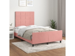 Vidaxl Estrutura De Cama C/ Cabeceira 120x200 Cm Veludo Rosa