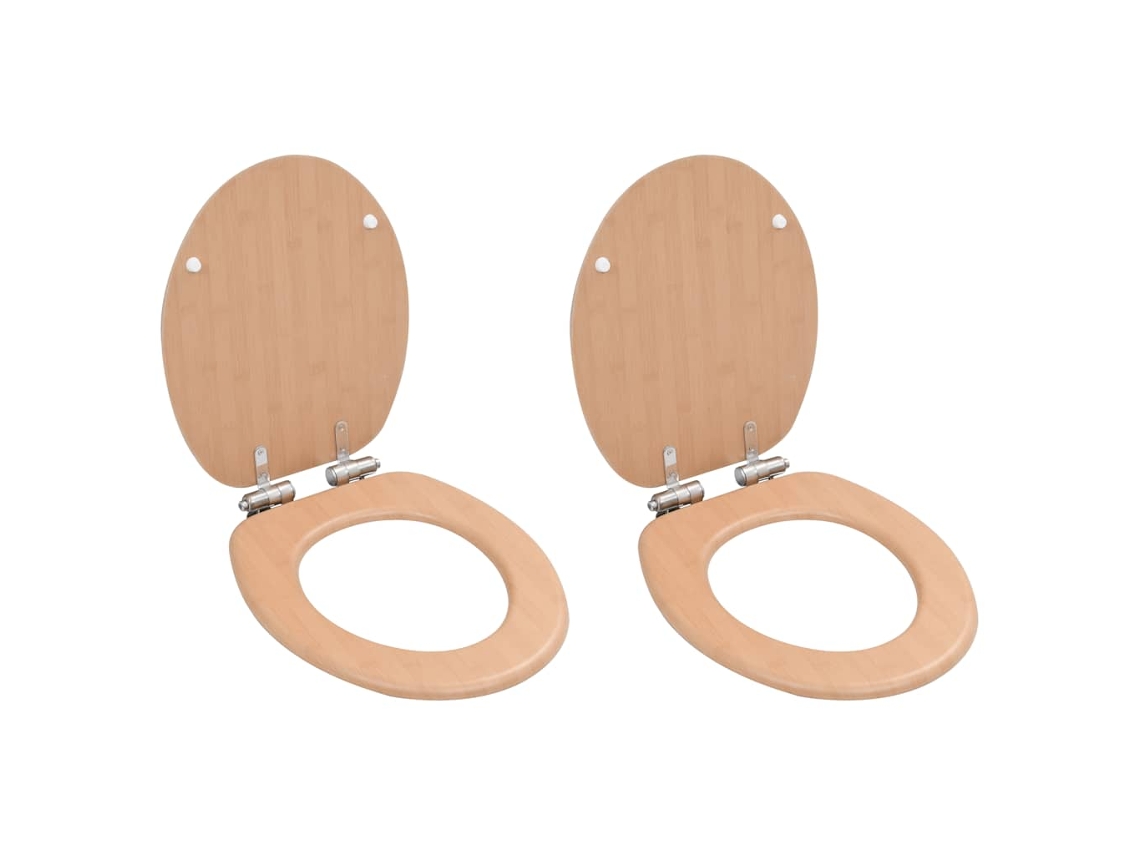 Vidaxl Assentos Sanita 2 Pcs C/ Tampas Fecho Suave Mdf Design Bambu