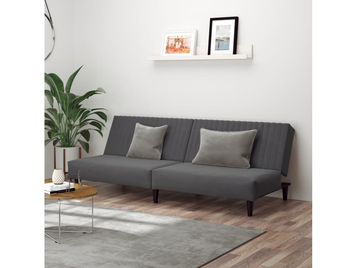 Vidaxl Sofá-cama De 2 Lugares Veludo Cinzento-escuro