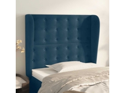 Vidaxl Cabeceira Cama C/ Abas Veludo 83x23x118/128 Cm Azul-escuro
