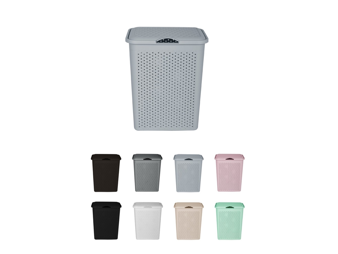 Cesto Para La Colada 38l De Plástico Con Asas - Cubo Ropa Sucia Con Tapa  49 X 39 X 30 Cm Gris 38 Litros