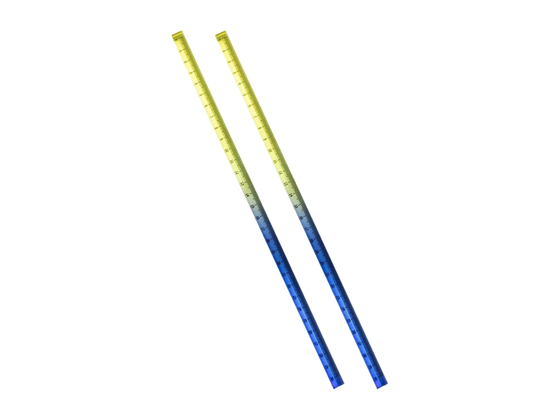 Régua de acrílico para medição, ideal para uso escolar, não para mesa, conjunto para ensino com 2 réguas coloridas.