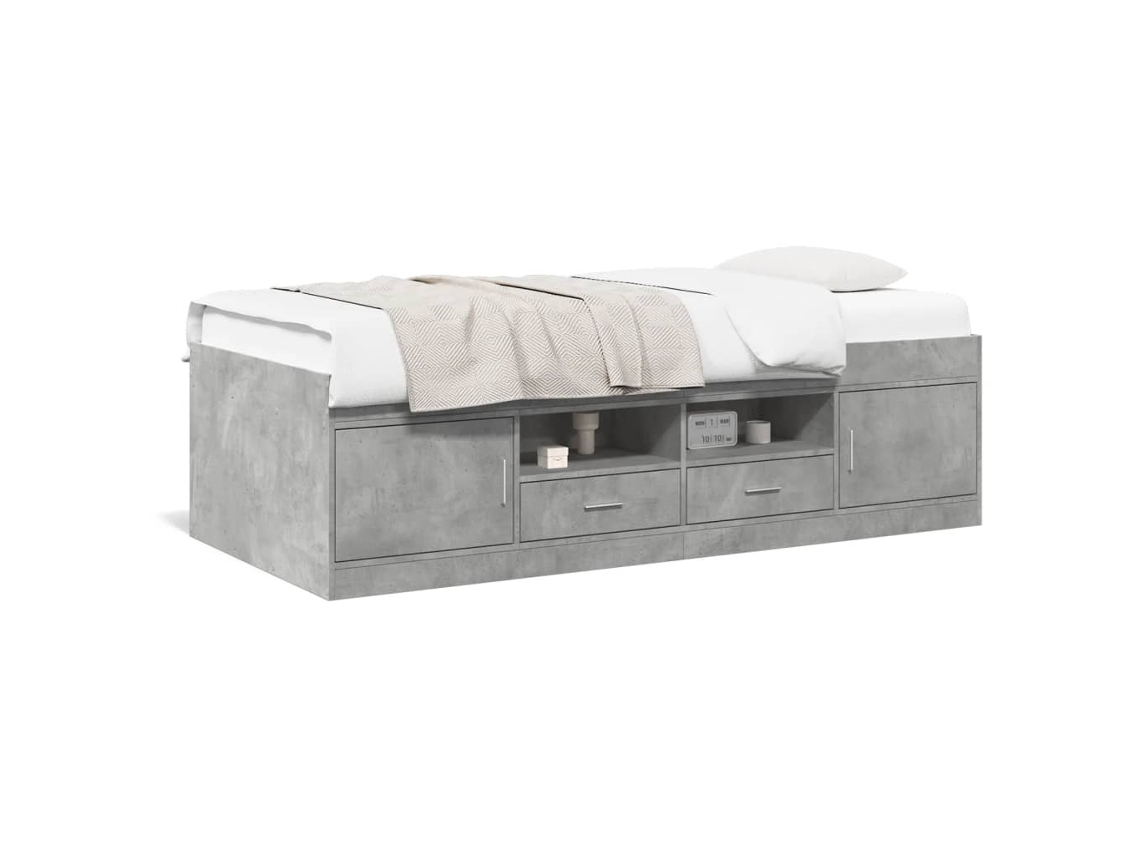 Sofá cama com Gavetas Sem Colchão Cinzento Cimento 90x200 cm MAISON EXCLUSIVE