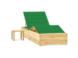 Vidaxl Espreguiçadeira De Jardim Com Mesa E Almofadão Pinho Impregnado