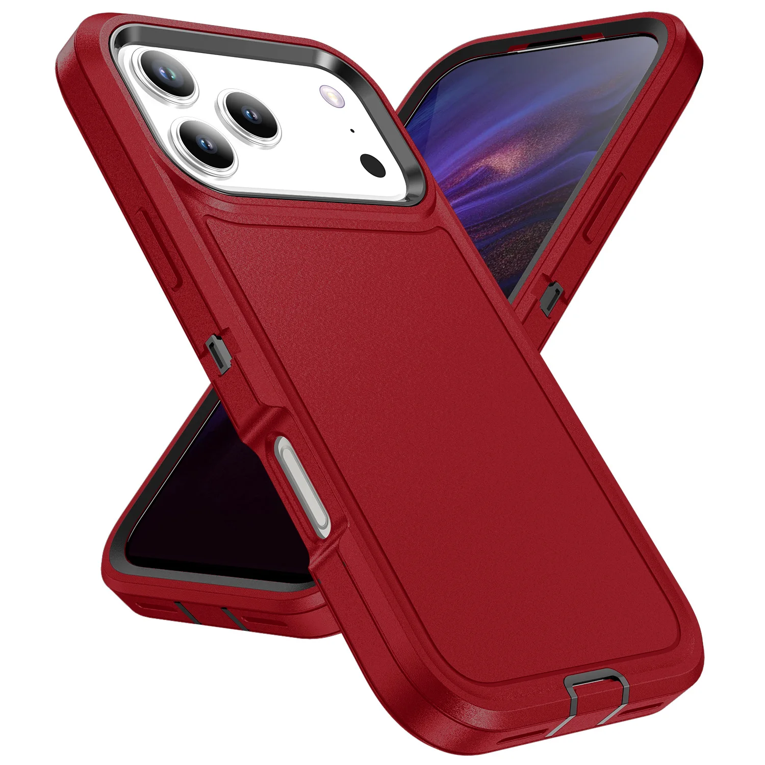 (vermelho, Iphone 17 Pro) Capa Fosca Para Celular, Resistente A Impactos, Proteção Completa De 360° Para A Lente Da Câmera.