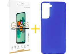 Capa e Película de Vidro Samsung S21 SKYHE Silicone Liso Azul
