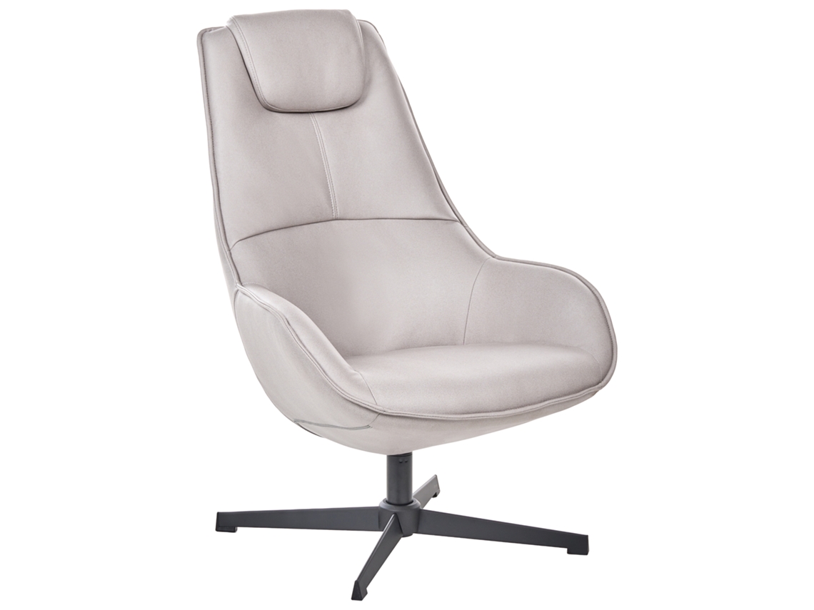 Sillón Giratorio Beliani Hauge De Piel Sintética Gris 65x82x98