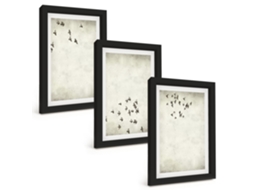 Conjunto De Pinturaspintura Minimalista De Pássaros Moldura Preta Quadros Para A Sala De Estar Espelharte (3 Peças 20x30 Cm)