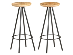Vidaxl Bancos De Bar 2 Pcs Madeira De Mangueira Áspera