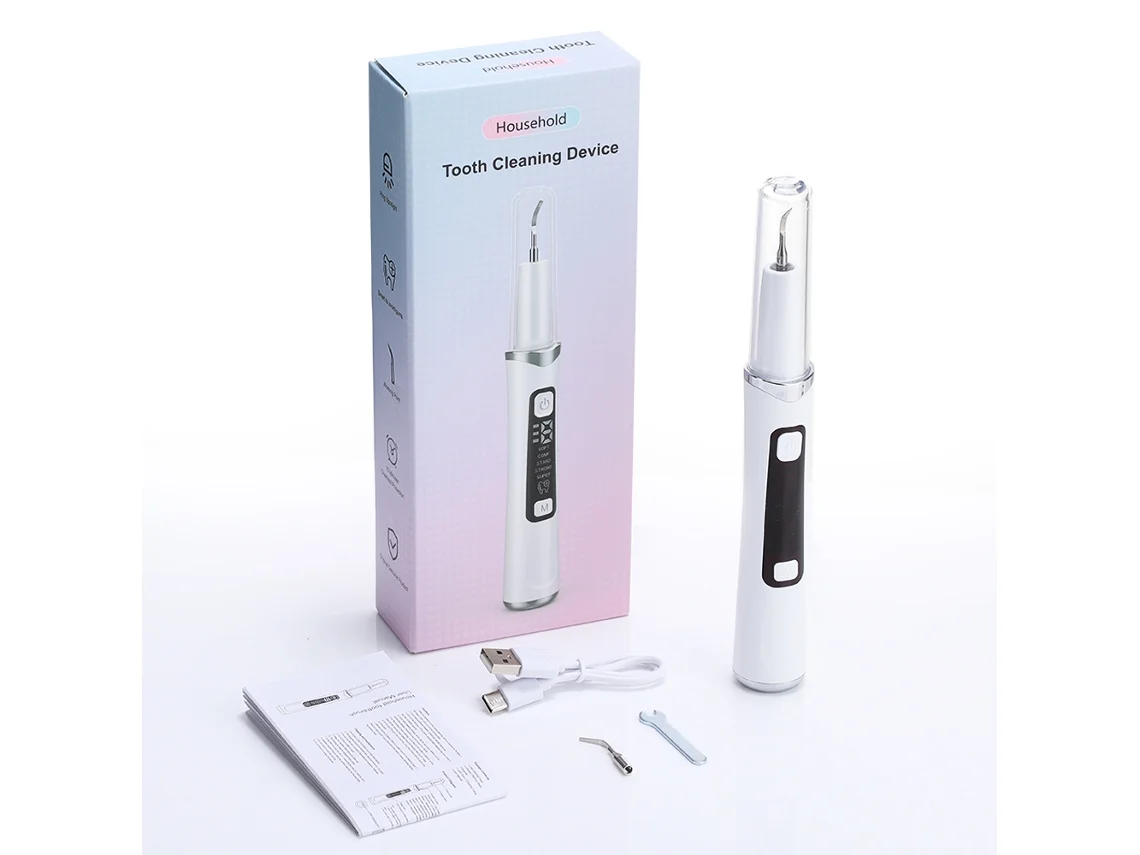 (branco) Scanner Dental Ultrassônico Elétrico, 5 Modos, Remove Tártaro E Incrustações.