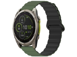 Bracelete Para Garmin Fenix 8 / 7x / 6x / 5x (22mm) - Silicone Magnético Brilhante Verde-exército E Preto