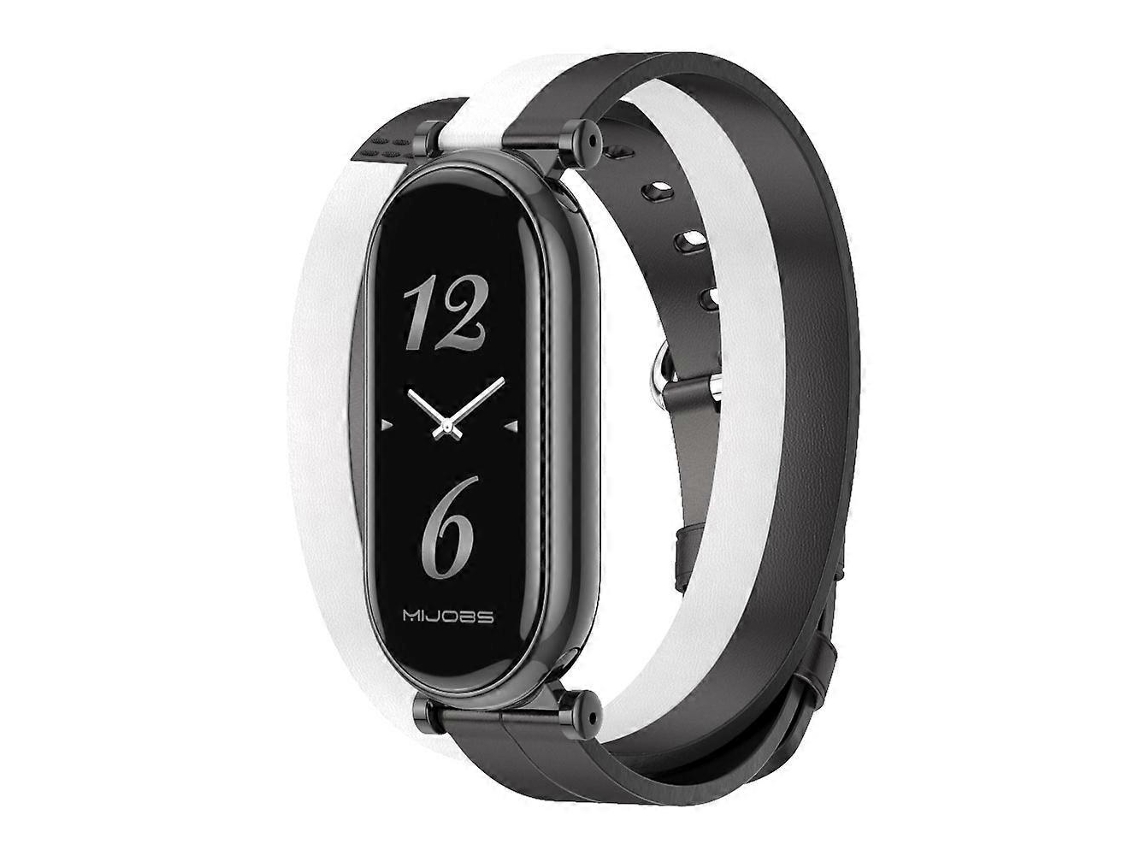 Pulseira De Couro Mijobs Gt4 Com Dupla Argola Para Xiaomi Mi Band 8 / 9 / 9 Nfc