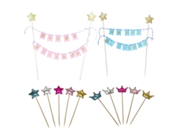 KOFIHETY Design De Kit Combinado Clássico, Decoração De Bolo Pré Enfiada Com Uso Versátil Para Todas As Comemorações De Aniversário Rosa, Número Dourado Rosa A