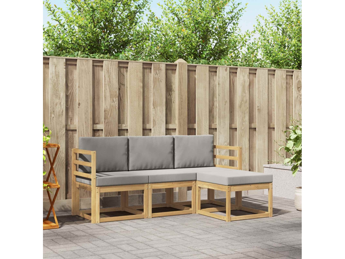 Vidaxl Conjunto De Sofás Para Exterior 4 Pcs Branco E Cinzento-claro