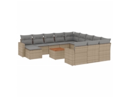 Conjunto de 13 Sofás Jardim C/ Almofadões Vime Pe Bege Misturado MAISON EXCLUSIVE (13 pcs)