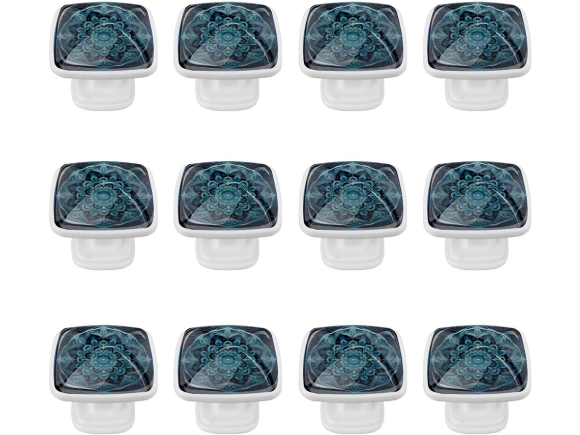 Puxadores Quadrados Para Gavetas De Cômoda, Puxadores Para Armários De Cozinha, 12 Peças, Mandala Azul, Puxadores E