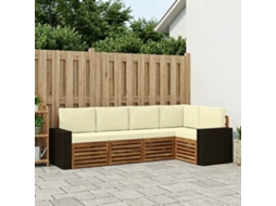 Vidaxl Conjunto De Sofás Para Exterior 5 Unid. Natural E Creme