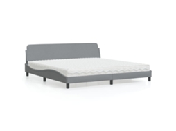 Vidaxl Cama Com Colchão Dover 200x200 Cm Tecido Cinzento-claro