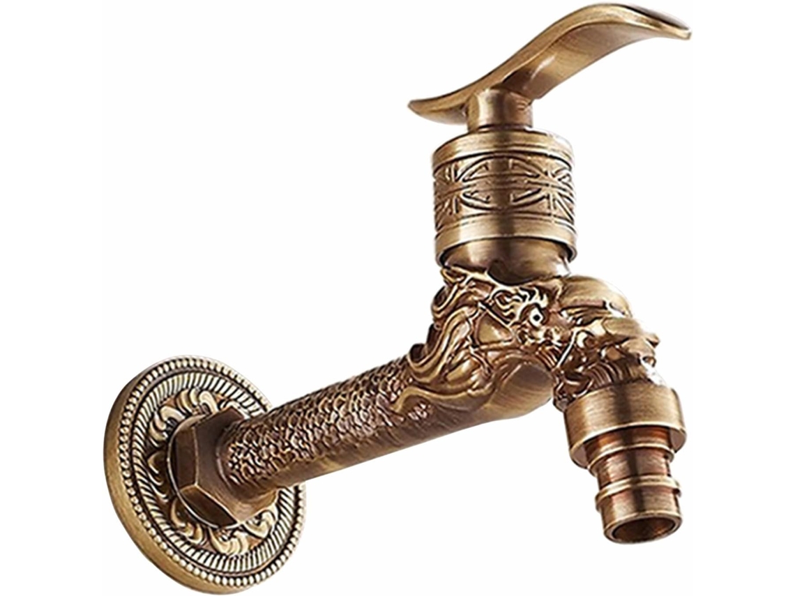 Torneira De Jardim Externa Em Latão, Parede Com Extensão, Água Fria