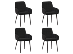 Conjunto 4 Cadeiras De Jantar Vidaxl Preto Veludo (57 X 50 X 85 Cm)