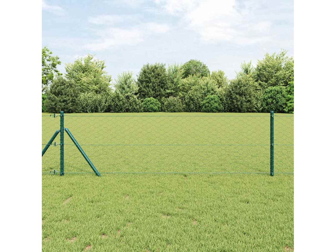 Vidaxl Fixação Para Cerca Hexagonal No Chão 10 X 0,6 M Verde Malha