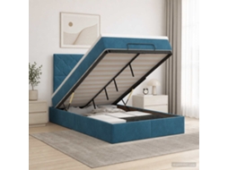 Vidaxl Cama Ottoman Com Colchão Azul Escuro 120 X 200 Cm Veludo