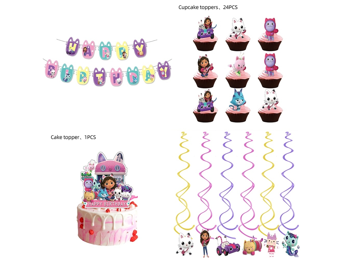 Decoração Para Festa De Aniversário De Gatos Da Casa de Bonecas Gabby, Talheres Descartáveis, Guardanapos, Toalhas De Mesa, Copos, Balões, Acessórios Para C