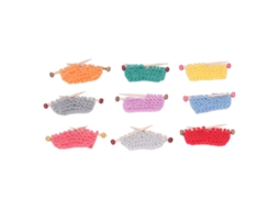 Primerox kit de Crochê Miniatura 9 Cores Lã Madeira Fava 1:12 Acessórios Casinha Boneca