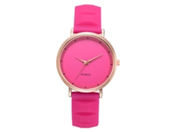 Relógio de Pulso de Quartzo Simples com Pulseira de Silicone Cor Rosa Fashionable
