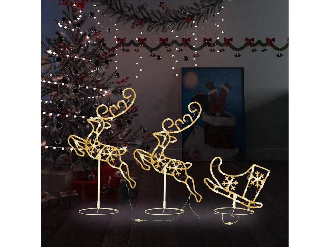 Vidaxl Rena Voadora/trenó De Natal 260x21x87cm Acrílico Branco Quente