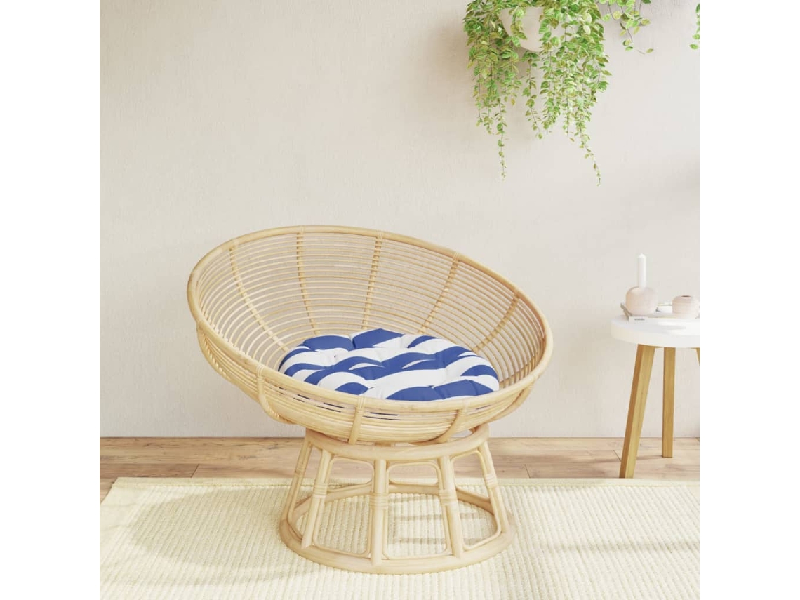 Vidaxl Almofadão Redondo Ø 60 X11 Cm Tecido Oxford Riscas Azul/branco
