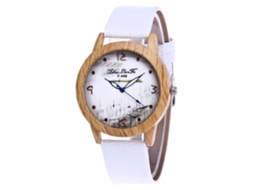 Relógio feminino de quartzo com pulseira de PU estilo crocodilo simples e elegante F-449x (Branco)