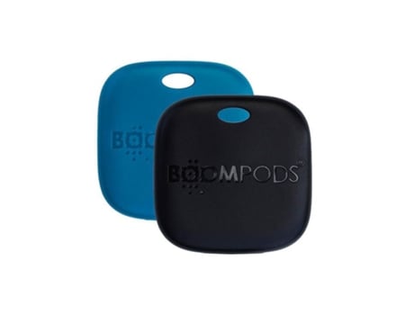 Pacote de 2 porta-chaves Airtag Boomtag com Apple Find My Ipx7 Boompods azuis recarregáveis