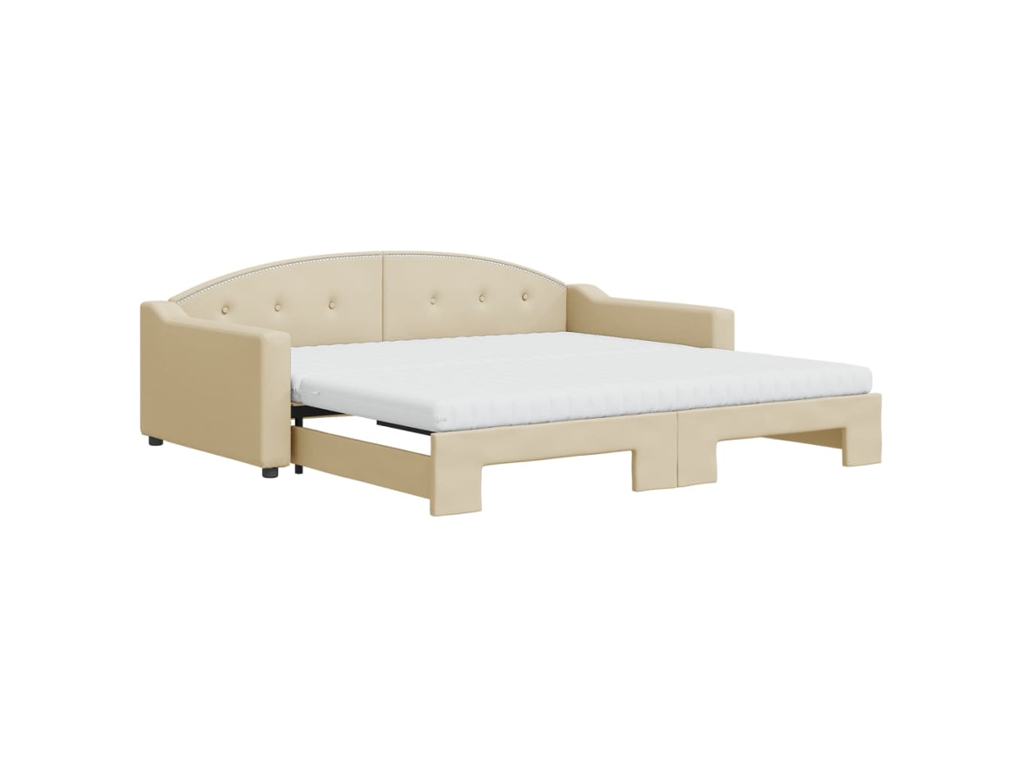 Sofá-cama Com Gavetão Vidaxl Creme Tecido