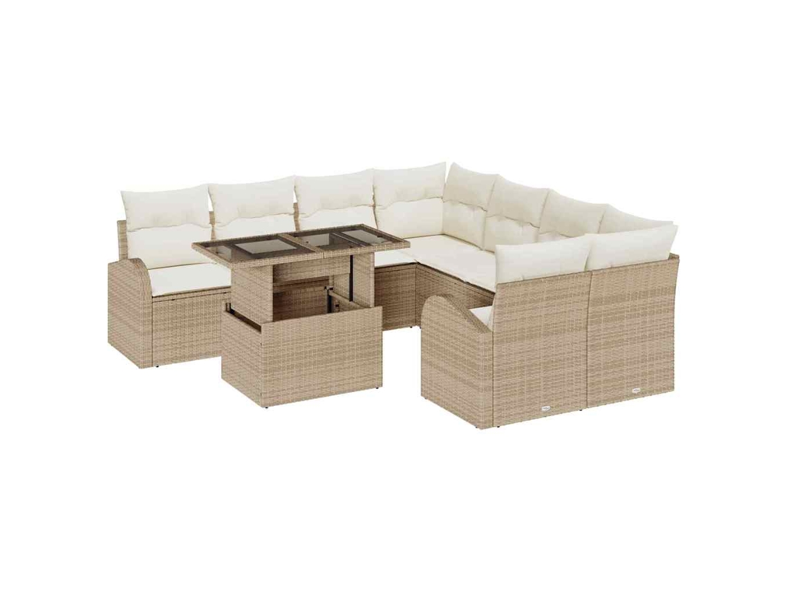 Maison Exclusive - Conjunto De Sofá De Jardim 9 Pcs Bege Rattan De Polipropileno