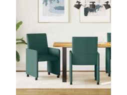 Vidaxl Cadeiras De Jantar Com Rodas 2 Unid. Tecido Verde Escuro