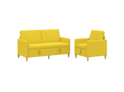 Conjunto de Sofá com Armazenamento 2 Pcs Amarelo Claro SYFAX