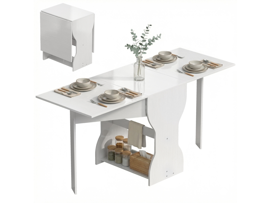Mesa de Jantar Dobrável, 4 Prateleiras, 120x80x73 Cm ESSÊNCIACASA