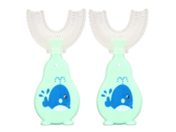 Primerox 2pcs Escova de Dentes em Forma de U Silicone Grau Alimentar para Crianças 6 12 Anos 360 Graus