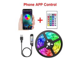 Fita Led Usb 5v Adesiva Com App E Controlo Remoto 24 Teclas - 3m - Eifson