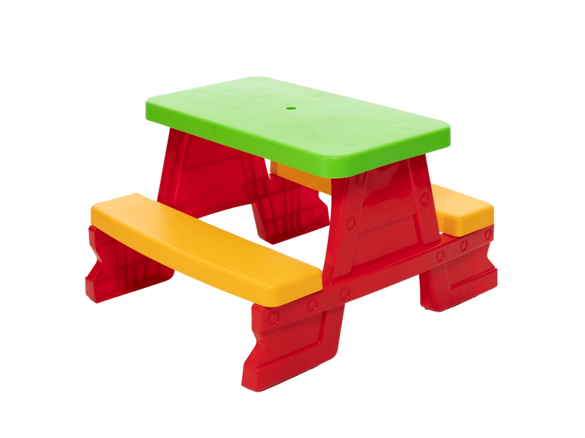 Conjunto De Mesa E Banco De Jardim Infantil Dorex Vermelho