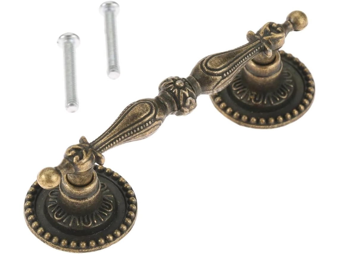 Puxador Vintage Em Bronze Antigo, Botão De Latão 86 * 24mm, Estilo Europeu, Rendado, Para Armário, Gaveta, Cozinha